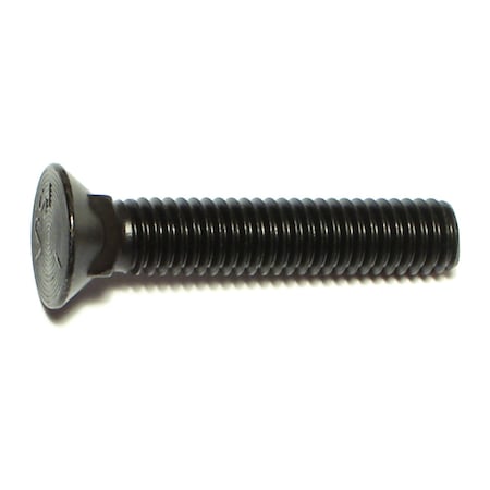 Midwest Fastener Plow Bolt, 3/8"-16 Thrd Sz, 2" L, Flat Head, Steel, Plain, 10 PK 70504